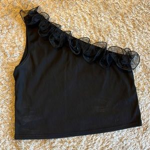 Black one shoulder crop top